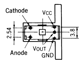 光電傳感器（光學傳感器）OJ-1501針腳圖（仰視）