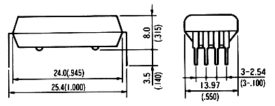 PE2A系列干簧繼電器（磁簧繼電器/舌簧繼電器）尺寸